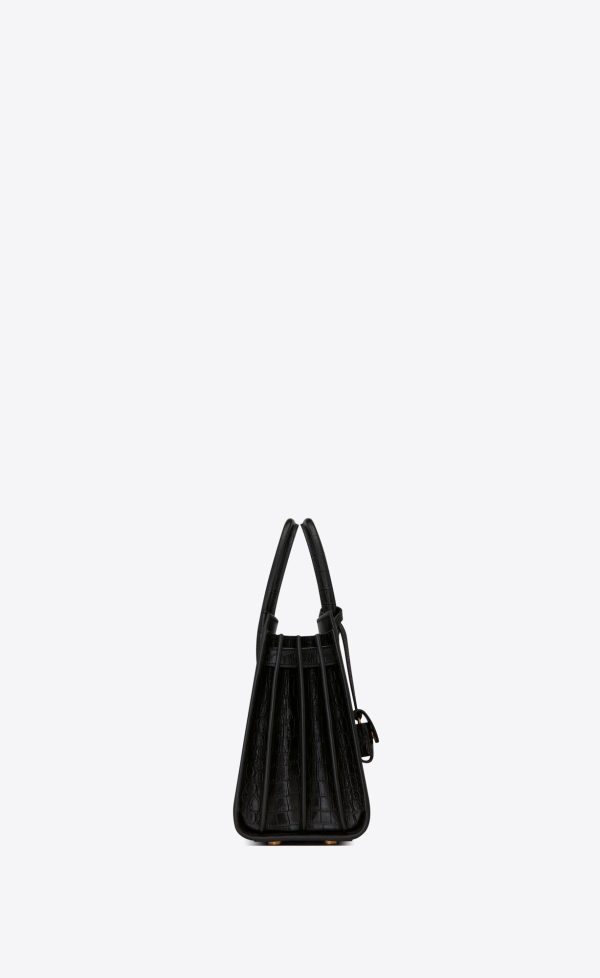sac de jour baby in matte crocodile embossed leather black