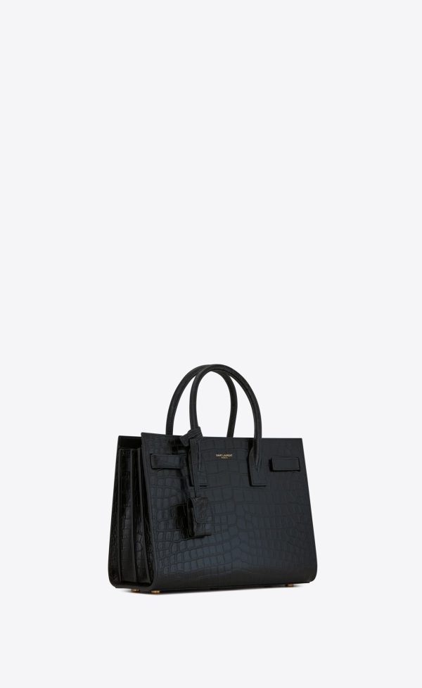 sac de jour baby in matte crocodile embossed leather black