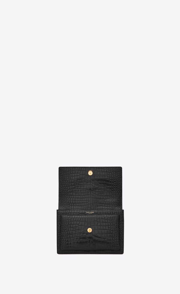 medium sunset in crocodile embossed leather noir