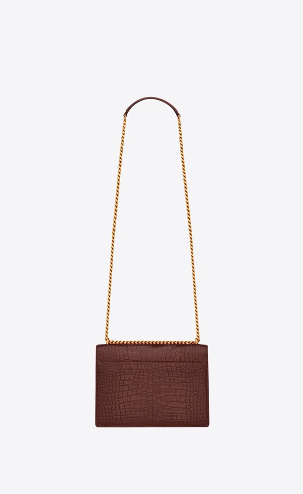 medium sunset in crocodile embossed leather red velvet