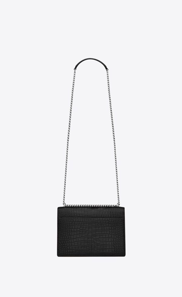 medium sunset in crocodile embossed leather noir