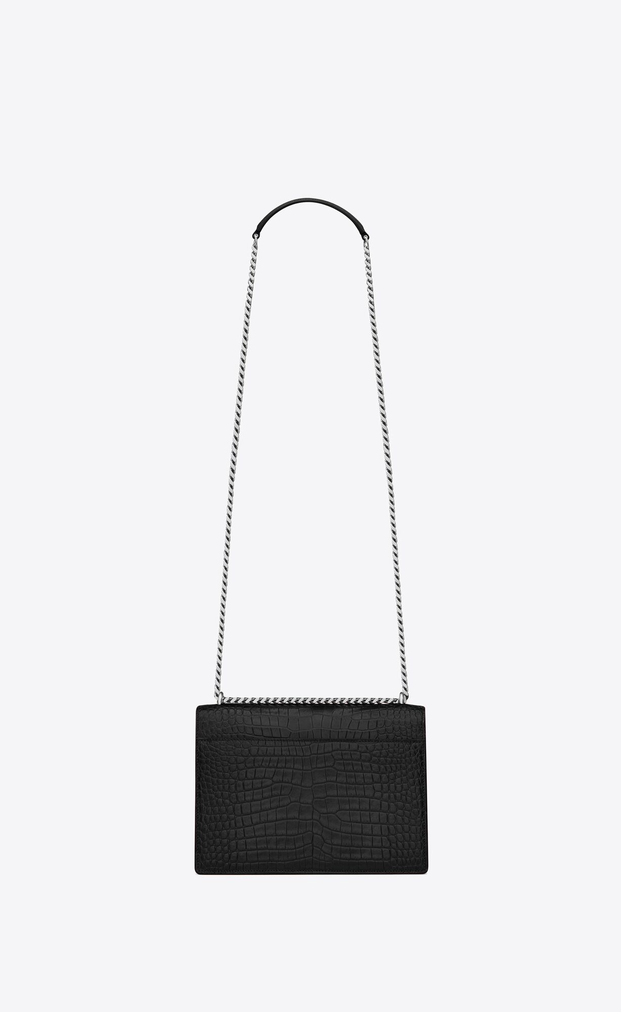medium sunset in crocodile embossed leather noir medium sunset in crocodile embossed leather noir