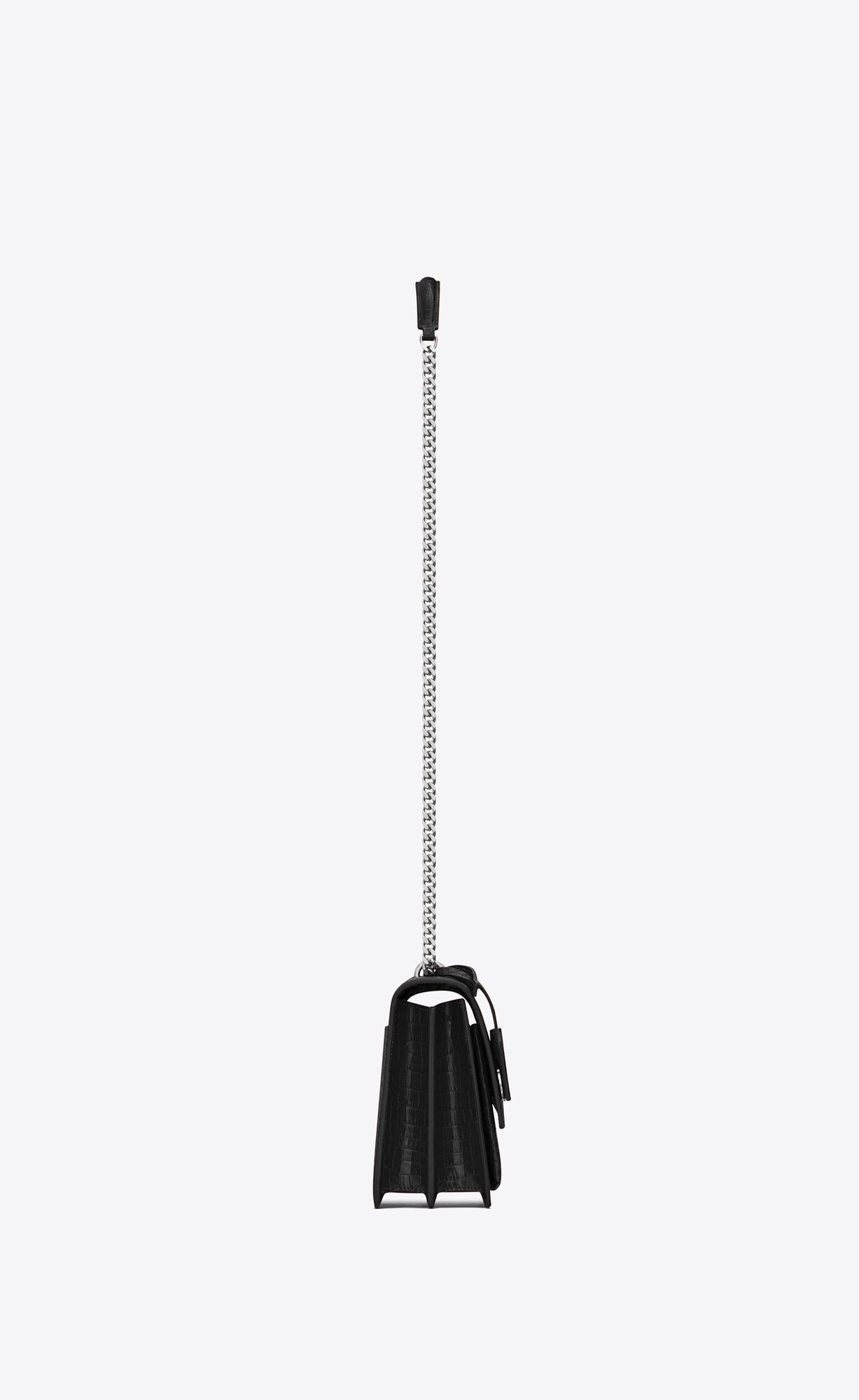 medium sunset in crocodile embossed leather noir medium sunset in crocodile embossed leather noir