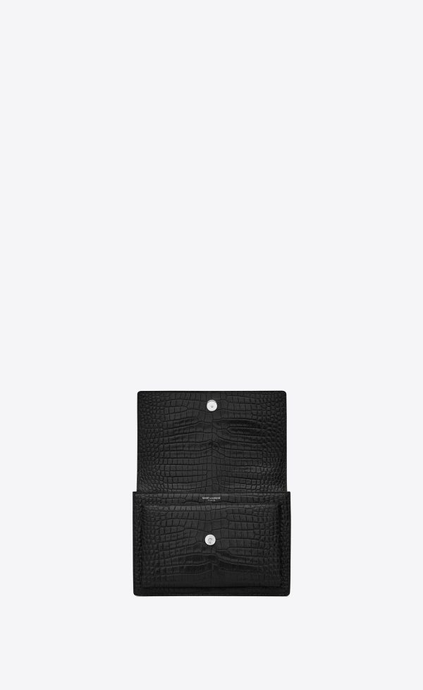 medium sunset in crocodile embossed leather noir