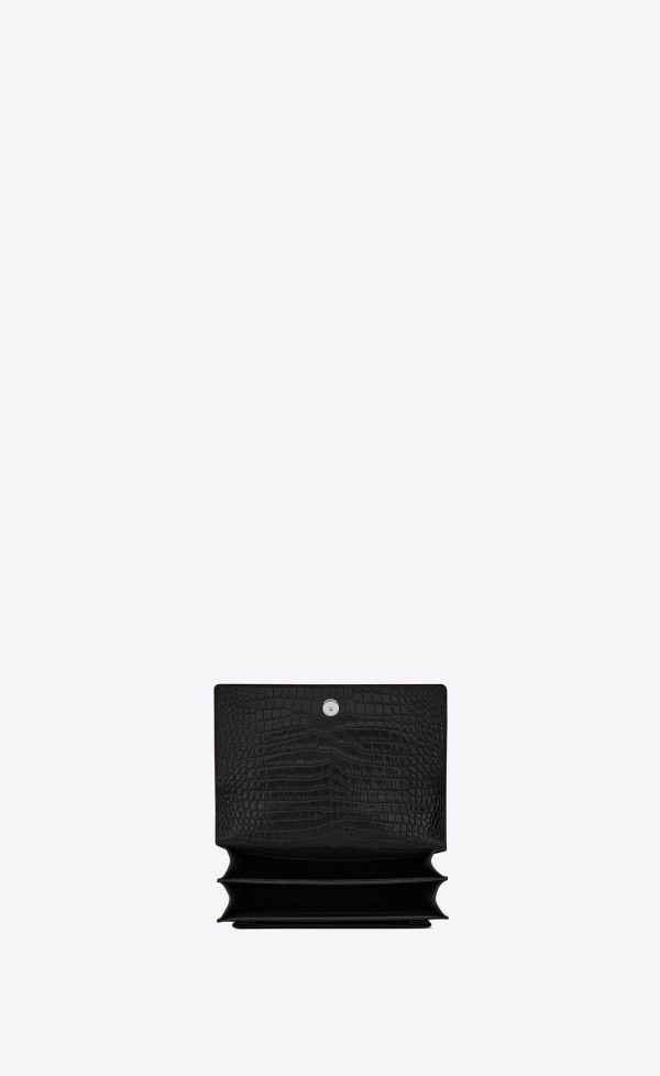 medium sunset in crocodile embossed leather noir