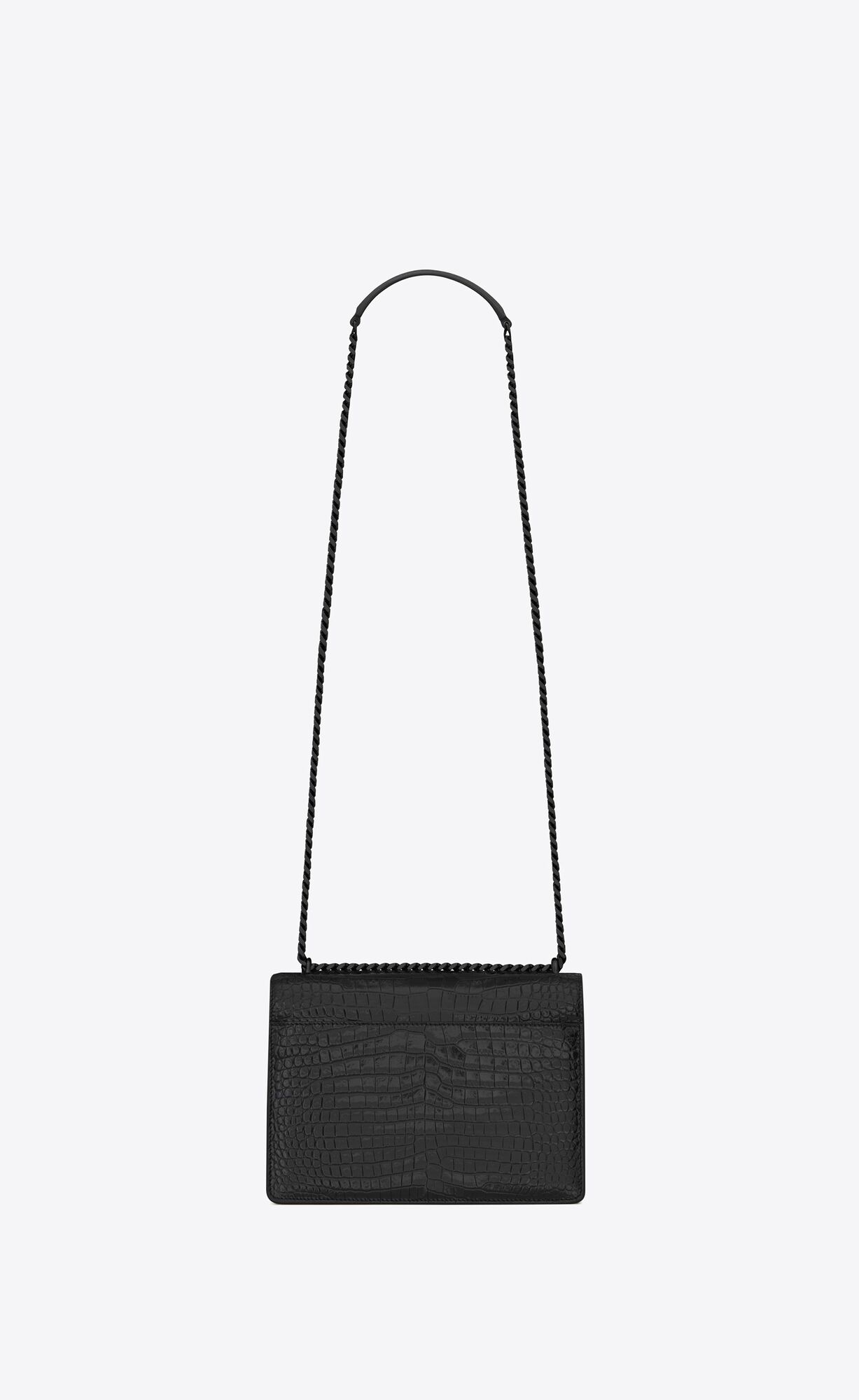 medium sunset in crocodile embossed leather noir medium sunset in crocodile embossed leather noir