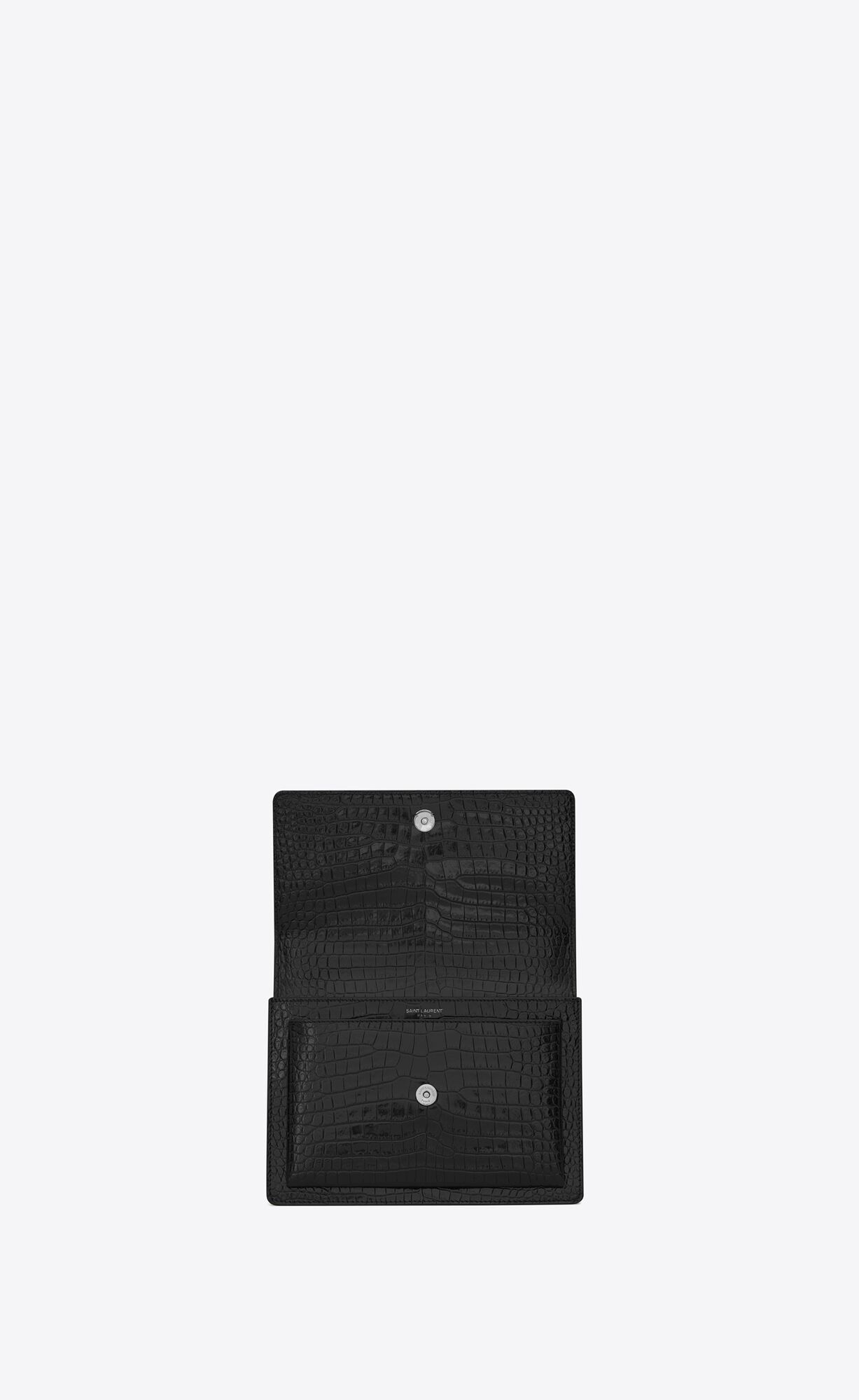 medium sunset in crocodile embossed leather noir medium sunset in crocodile embossed leather noir