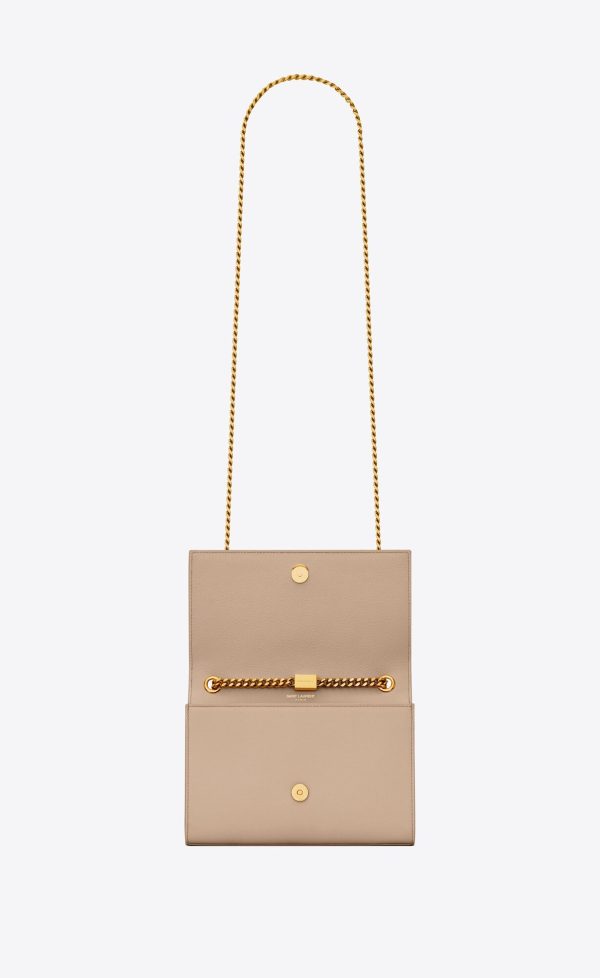 small kate in grain de poudre embossed leather dark beige
