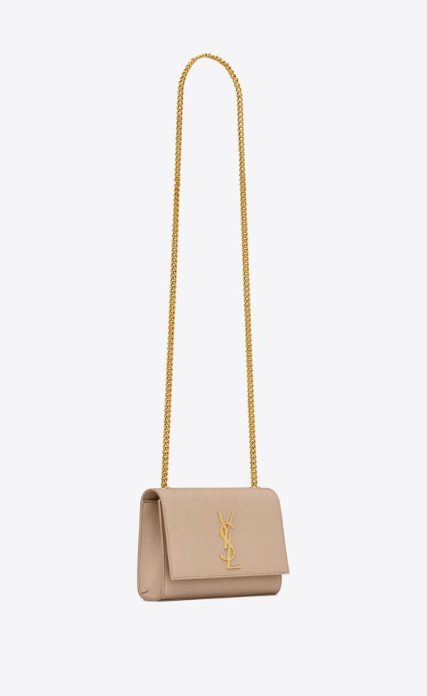 small kate in grain de poudre embossed leather dark beige