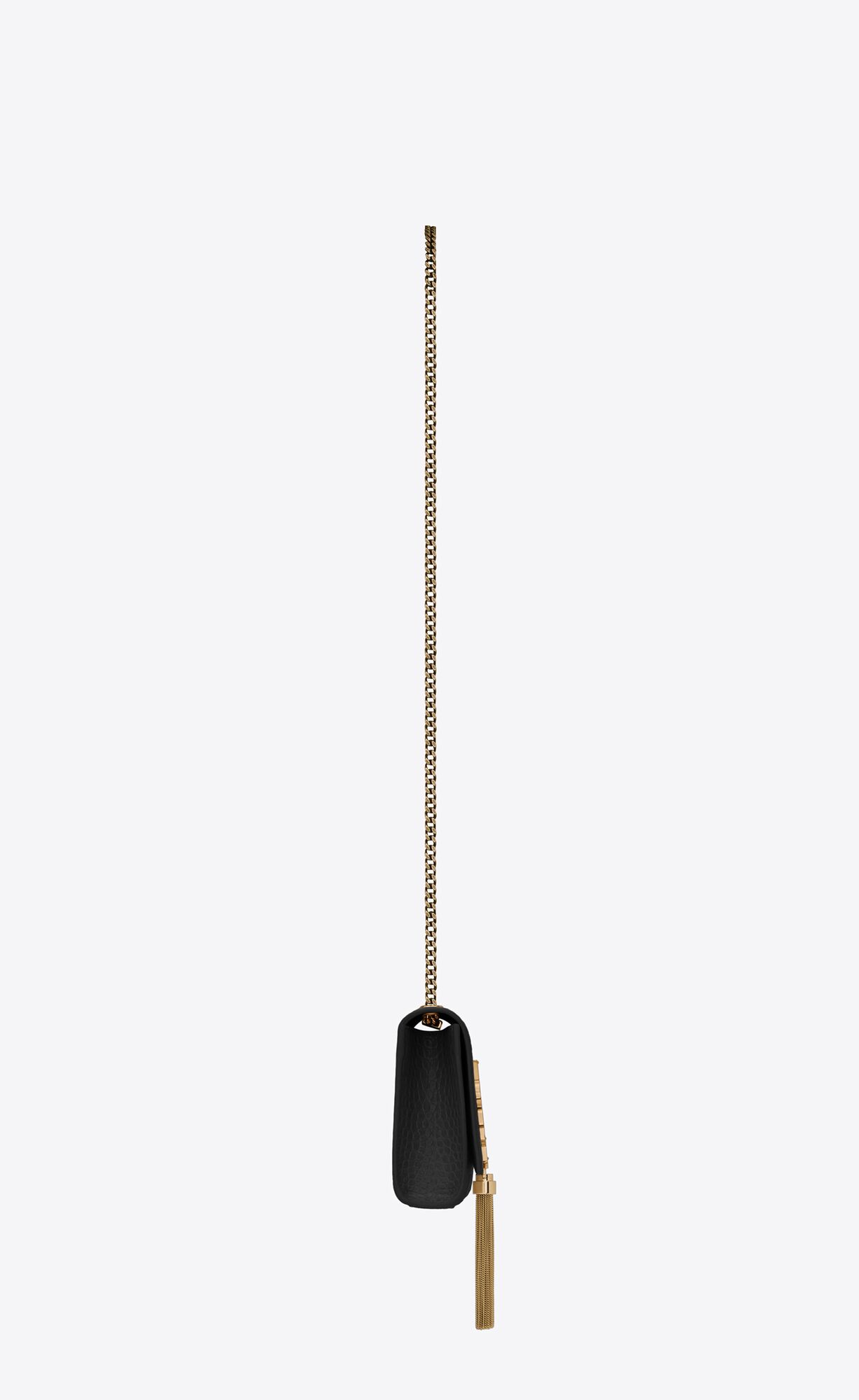 small kate tassel in crocodile embossed leather black small kate tassel in crocodile embossed leather black