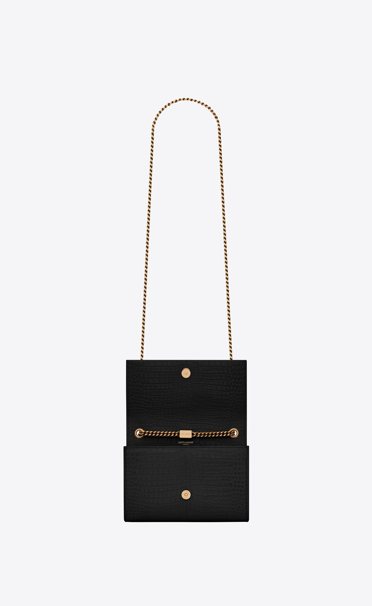 small kate tassel in crocodile embossed leather black small kate tassel in crocodile embossed leather black