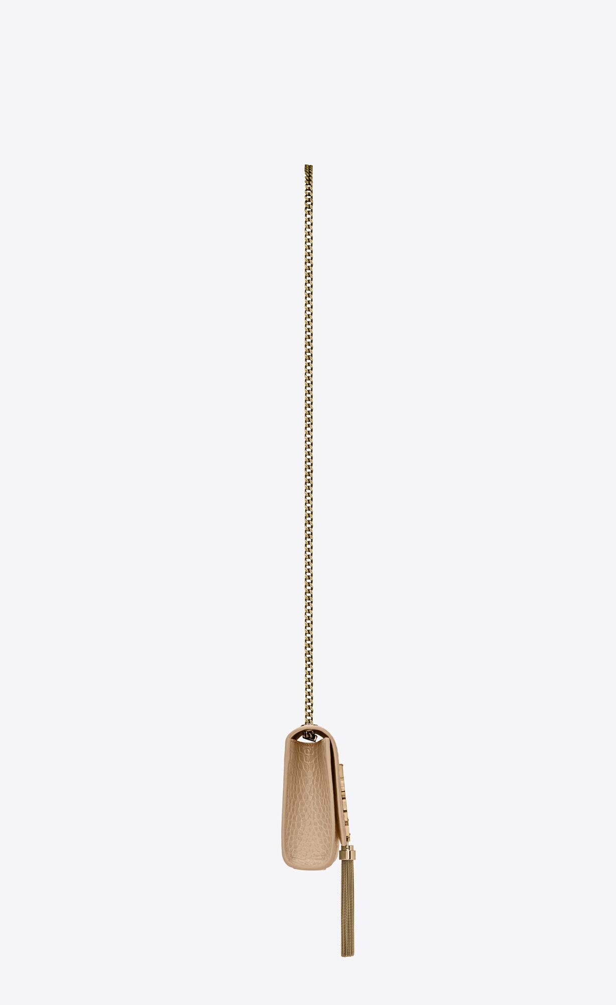 small kate tassel in crocodile embossed leather dark beige small kate tassel in crocodile embossed leather dark beige