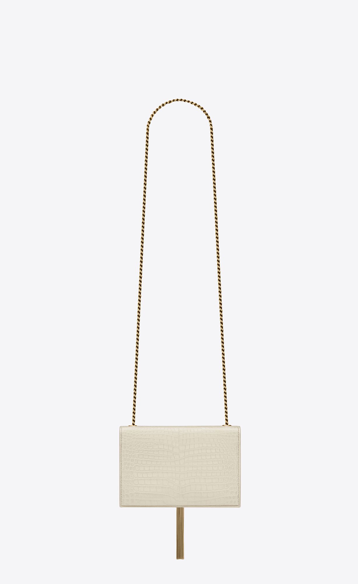small kate tassel in crocodile embossed leather blanc vintage small kate tassel in crocodile embossed leather blanc vintage
