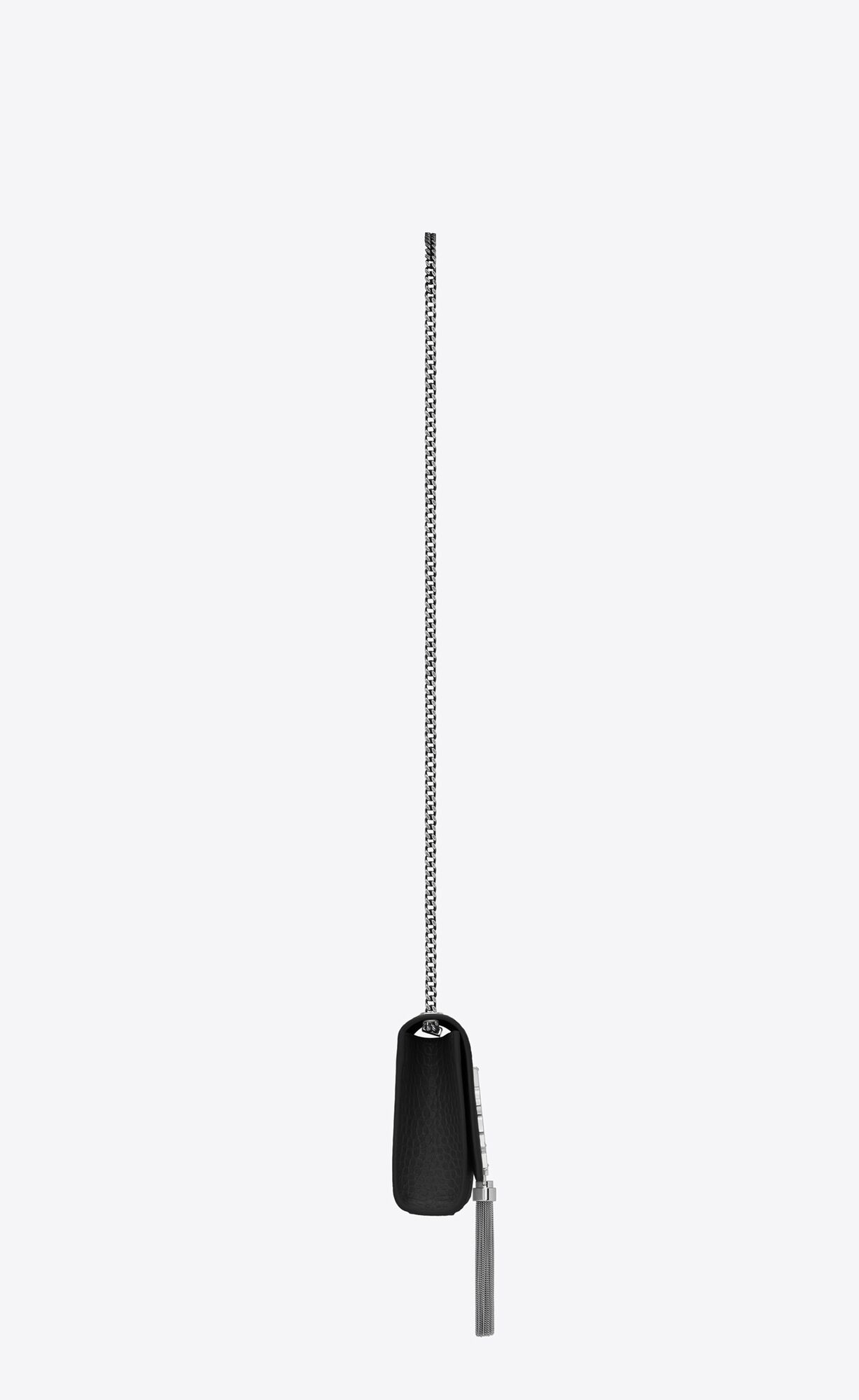 small kate tassel in crocodile embossed leather black small kate tassel in crocodile embossed leather black