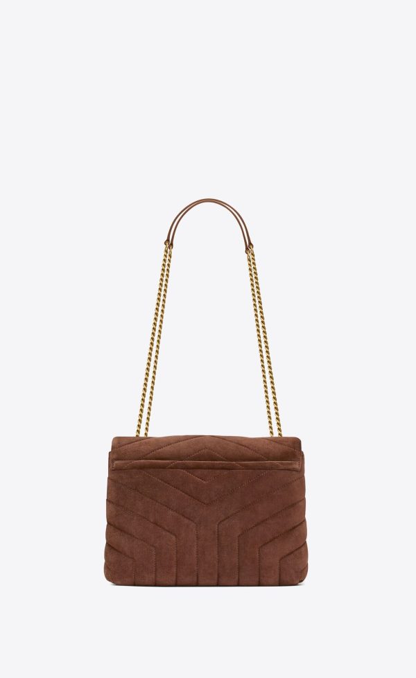 small loulou in quilted suede brown coffee