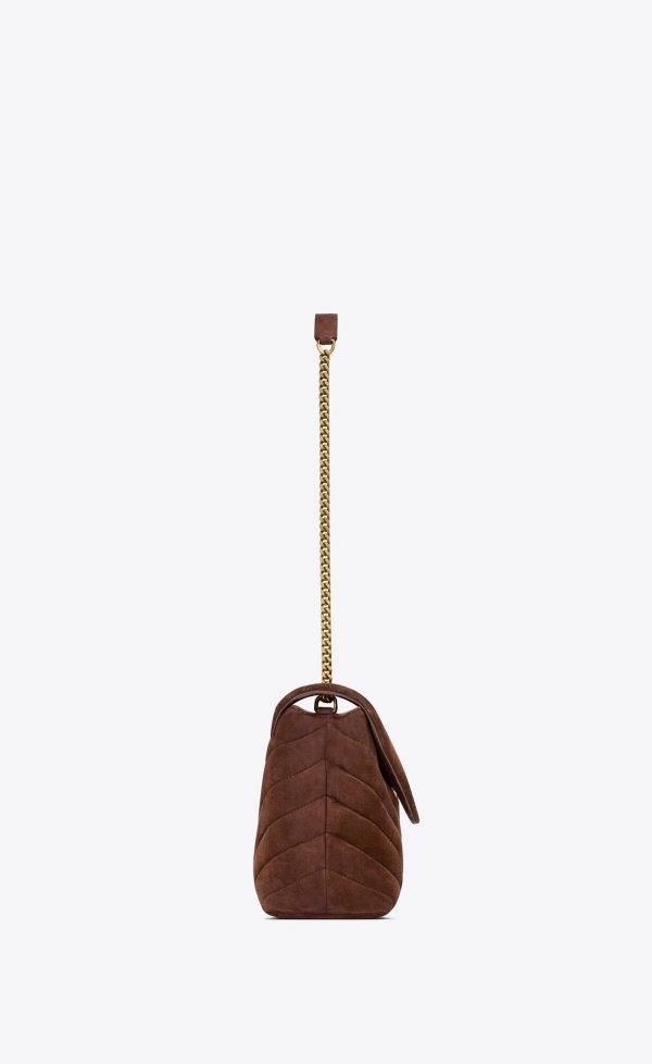 small loulou in quilted suede brown coffee