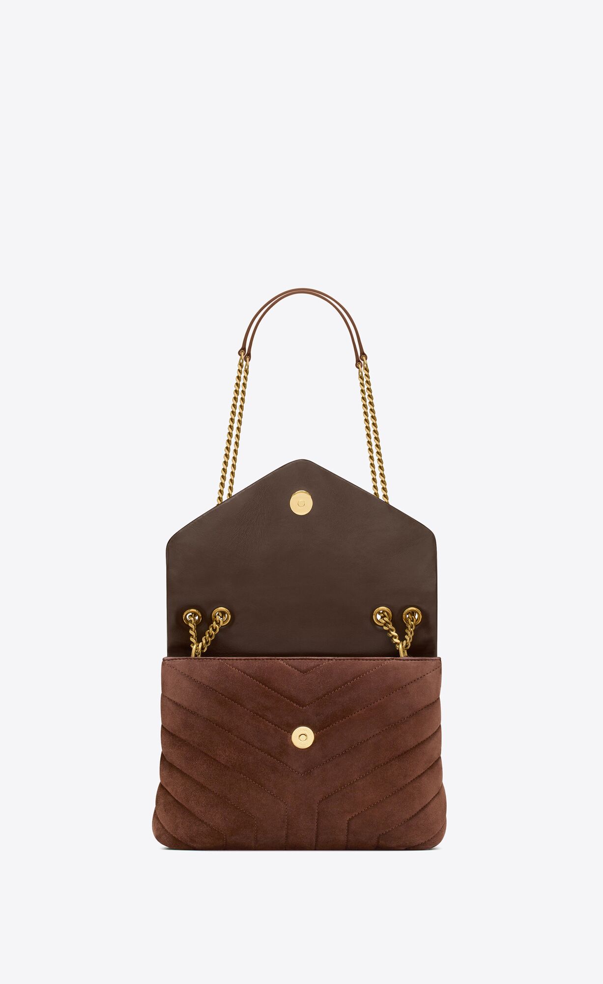 small loulou in quilted suede brown coffee small loulou in quilted suede brown coffee