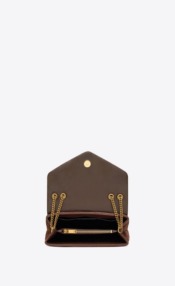 small loulou in quilted suede brown coffee