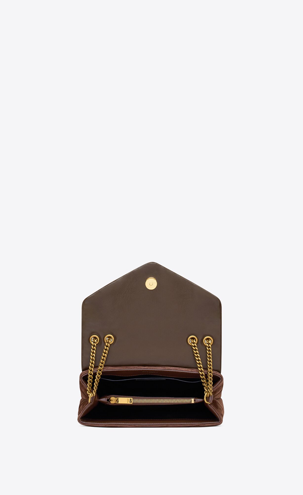 small loulou in quilted suede brown coffee small loulou in quilted suede brown coffee
