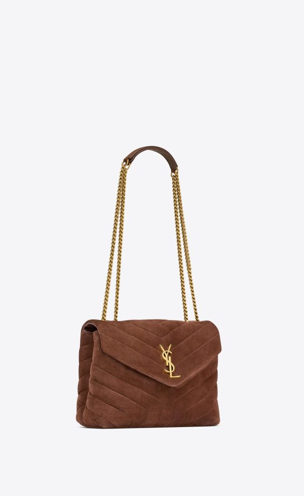 small loulou in quilted suede brown coffee