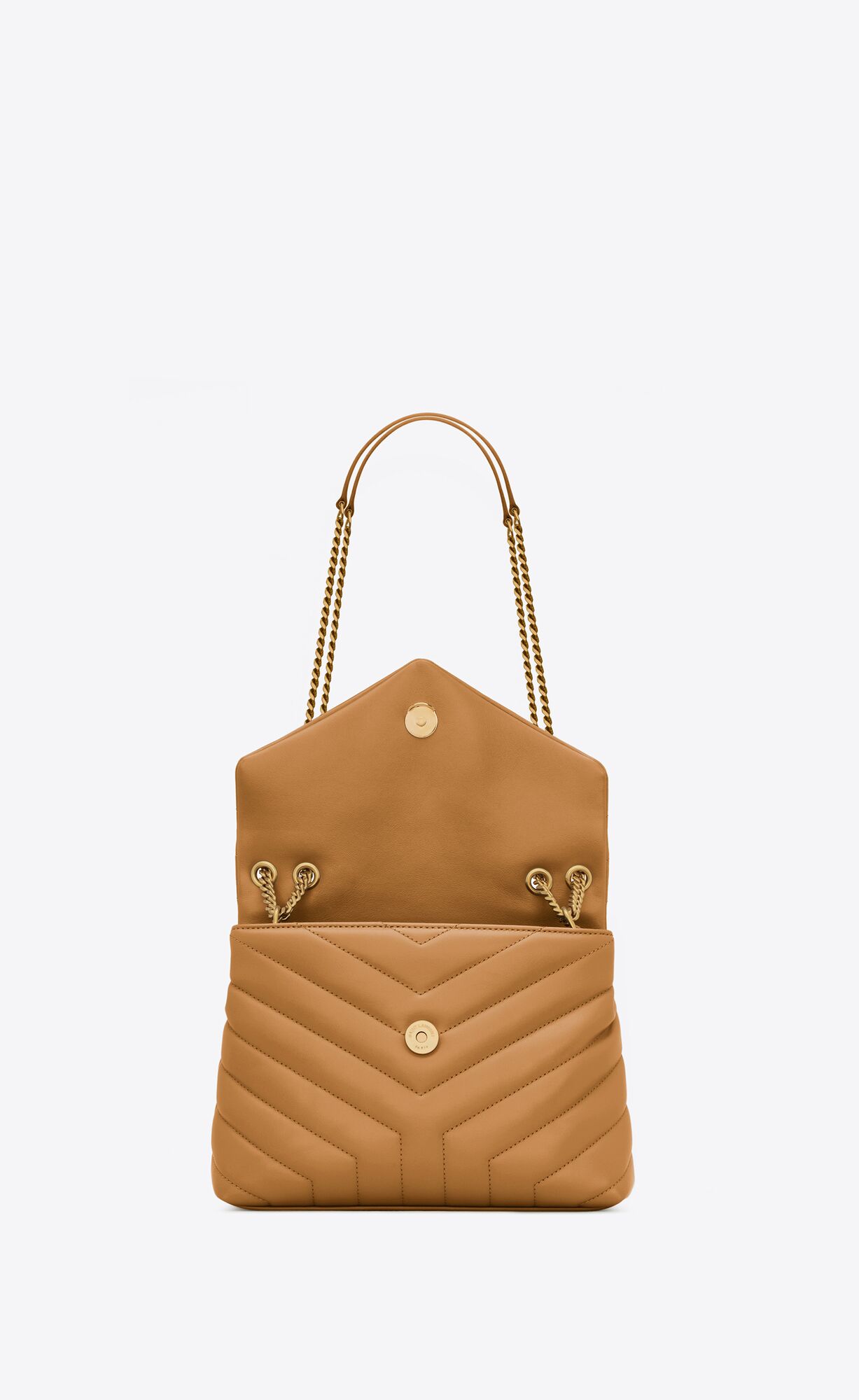 small loulou in quilted leather dark naturel small loulou in quilted leather dark naturel