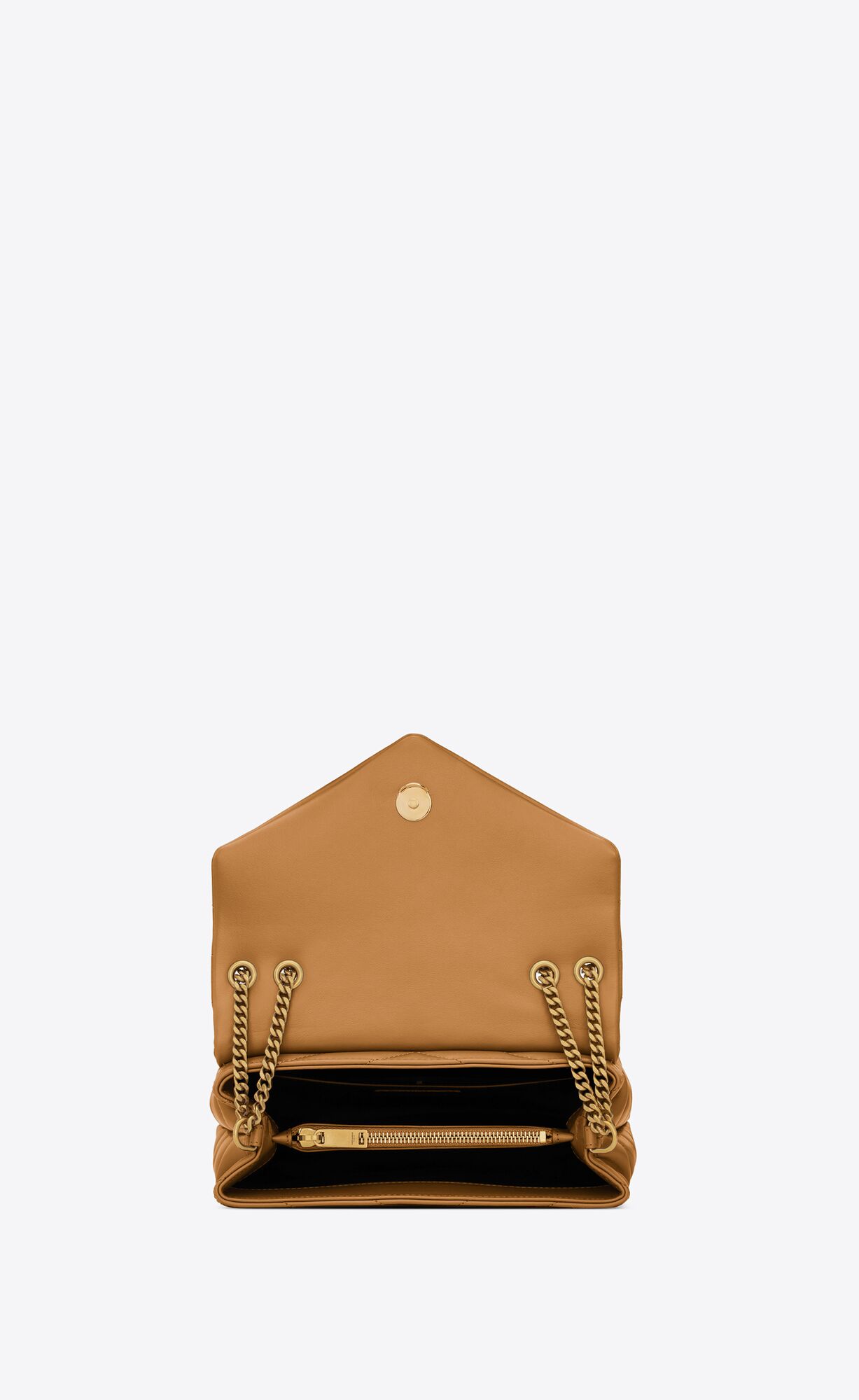small loulou in quilted leather dark naturel small loulou in quilted leather dark naturel