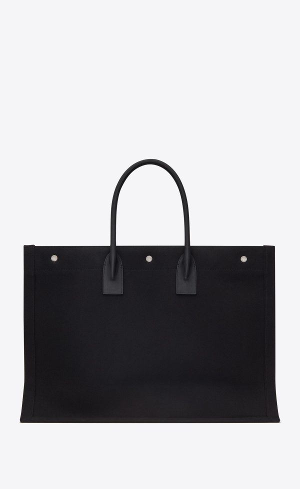 rive gauche tote in canvas black and white
