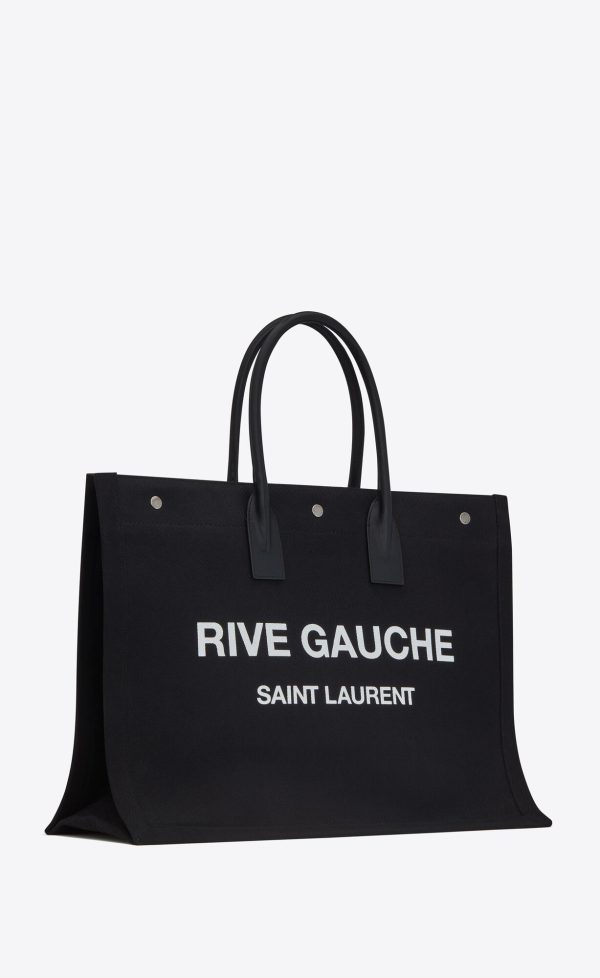 rive gauche tote in canvas black and white