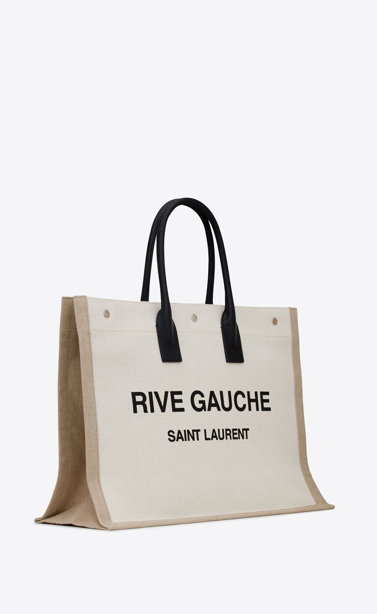 rive gauche tote in canvas white linen rive gauche tote in canvas white linen