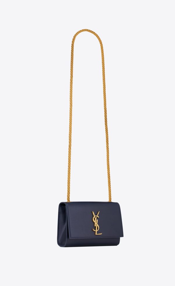 kate small chain bag in soft leather marine