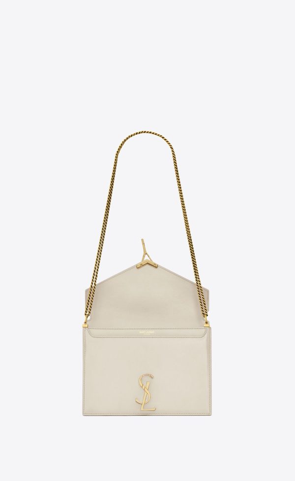 cassandra medium chain bag in smooth leather blanc vintage