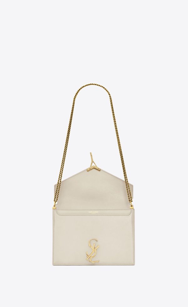cassandra medium chain bag in smooth leather blanc vintage