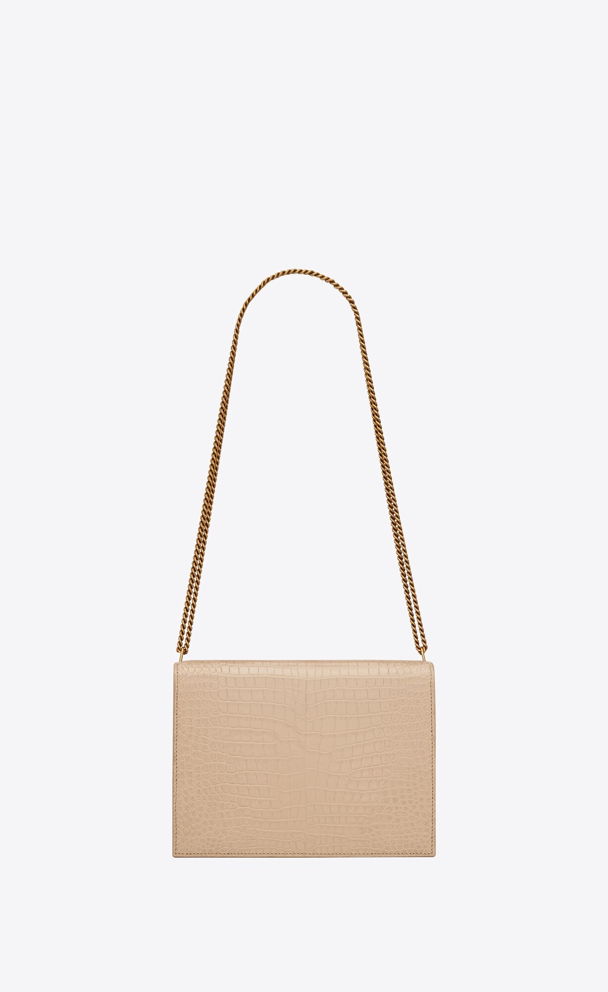 cassandra medium chain bag in crocodile embossed shiny leather dark beige cassandra medium chain bag in crocodile embossed shiny leather dark beige