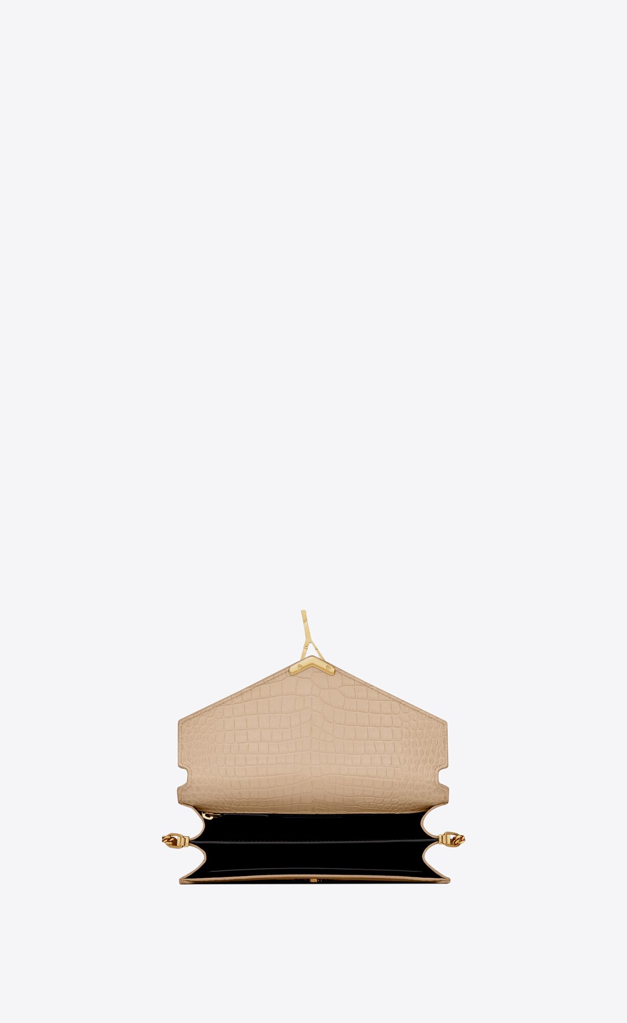 cassandra medium chain bag in crocodile embossed shiny leather dark beige cassandra medium chain bag in crocodile embossed shiny leather dark beige