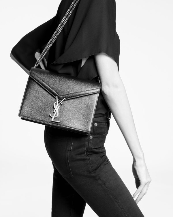 cassandra medium chain bag in crocodile embossed shiny leather dark beige
