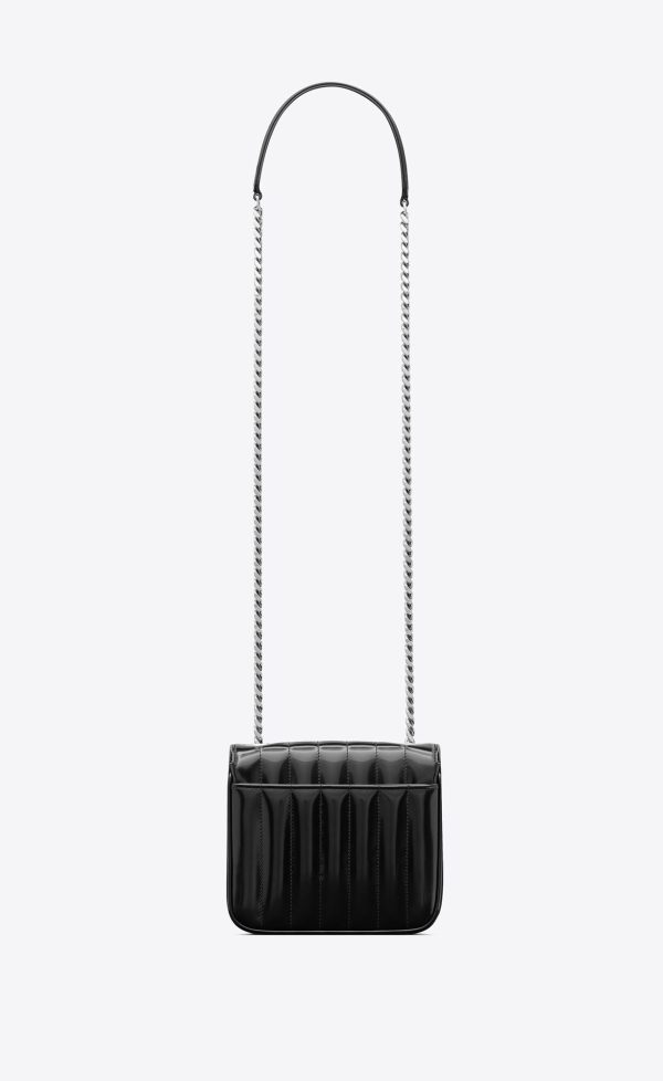 vicky small in quilted shiny leather black
