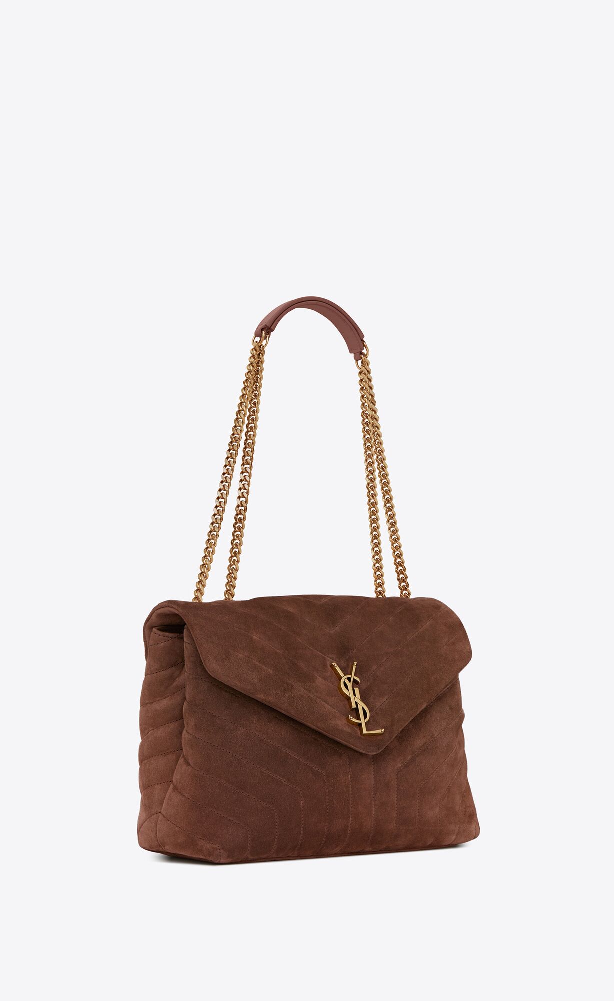 medium loulou in quilted suede brown coffee medium loulou in quilted suede brown coffee