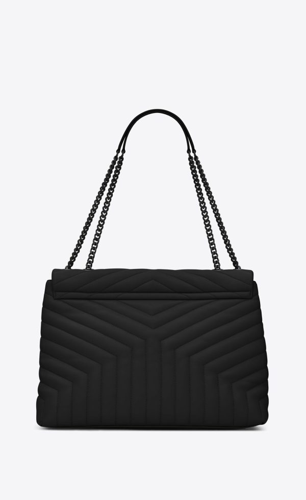large loulou in quilted leather noir