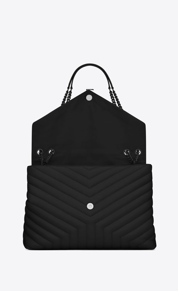 large loulou in quilted leather noir