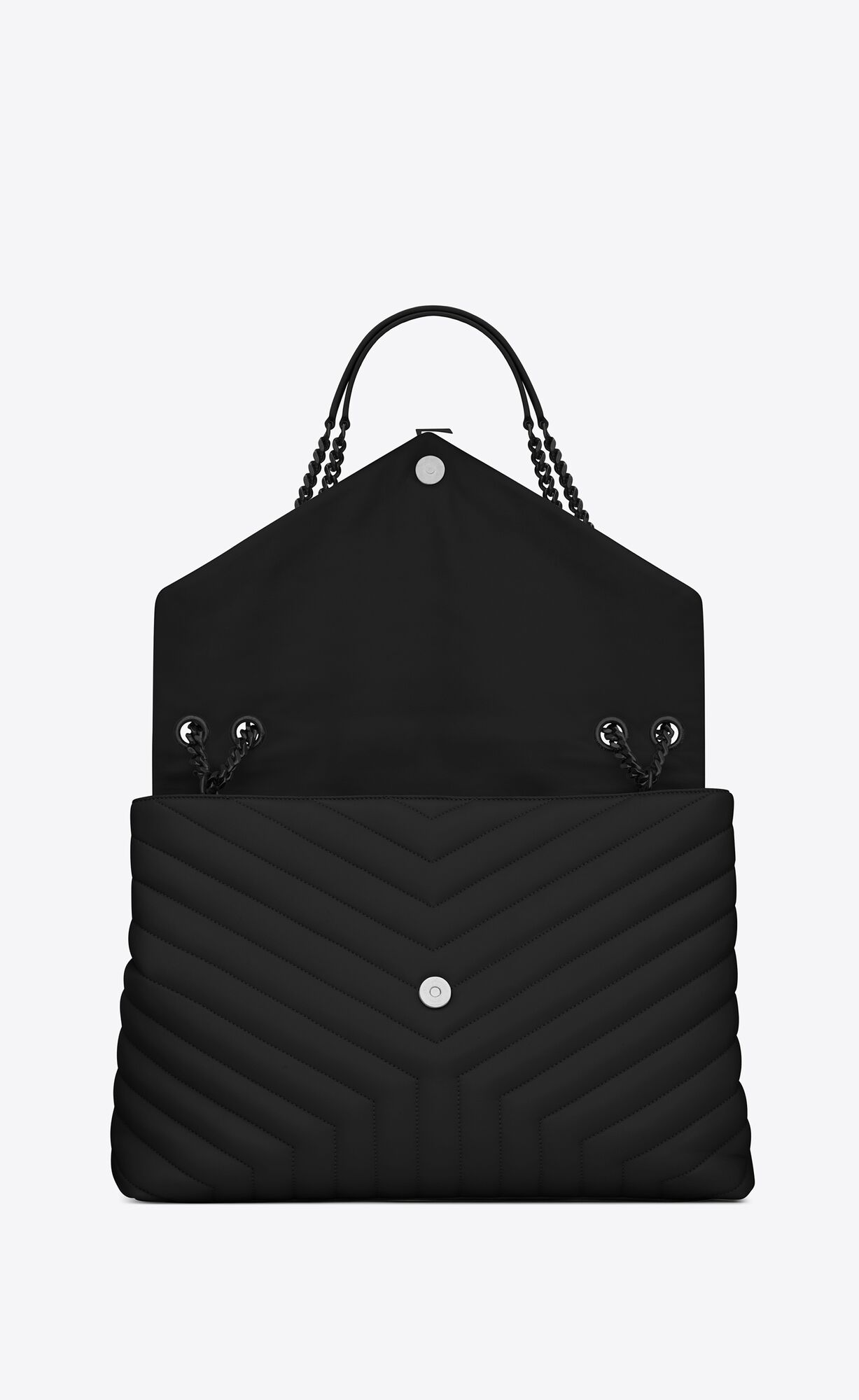 large loulou in quilted leather noir large loulou in quilted leather noir