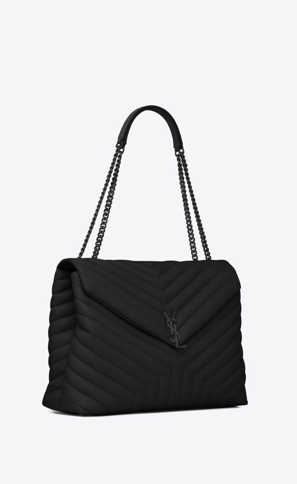 large loulou in quilted leather noir