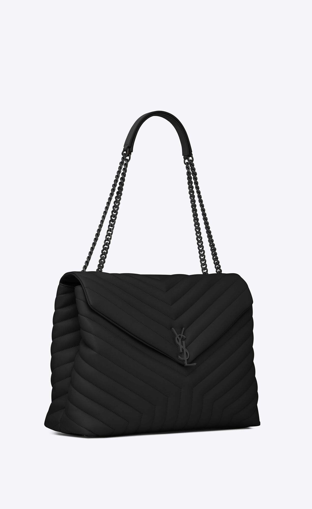large loulou in quilted leather noir large loulou in quilted leather noir