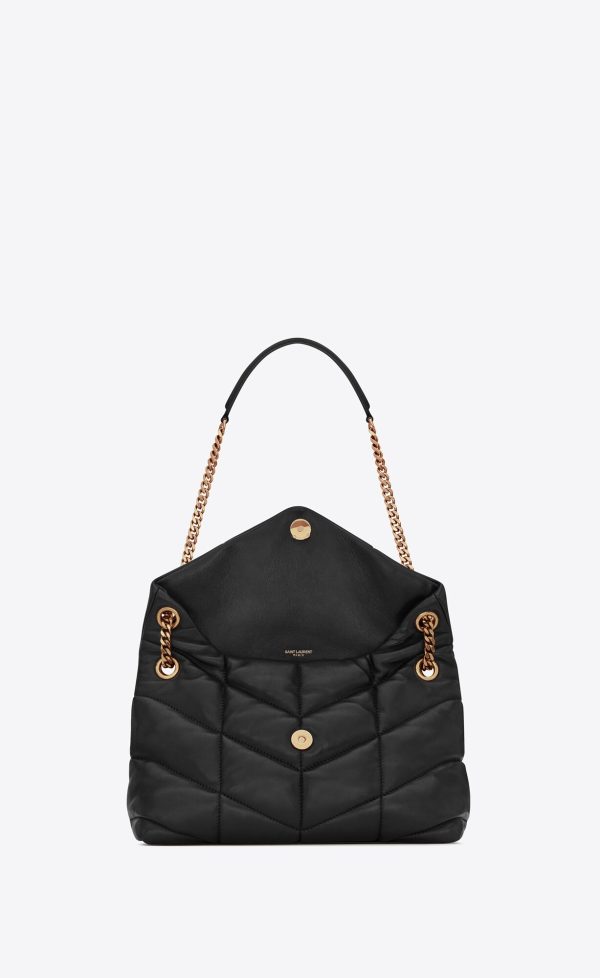 small puffer in quilted nappa leather black