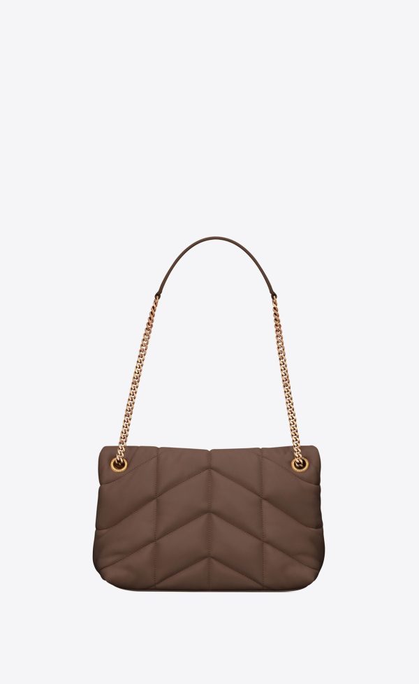 small puffer in quilted nappa leather dark brown