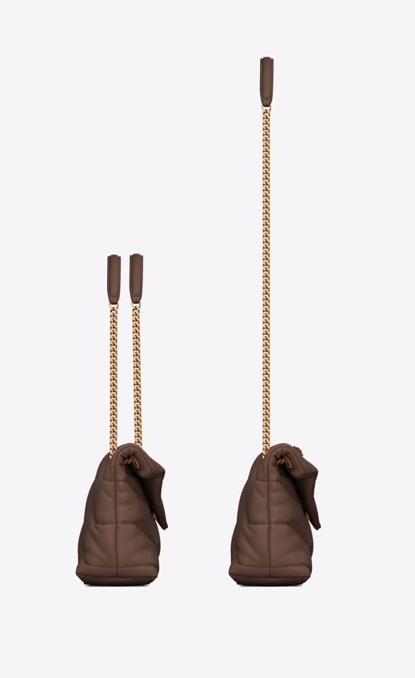 small puffer in quilted nappa leather dark brown
