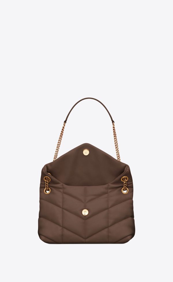 small puffer in quilted nappa leather dark brown