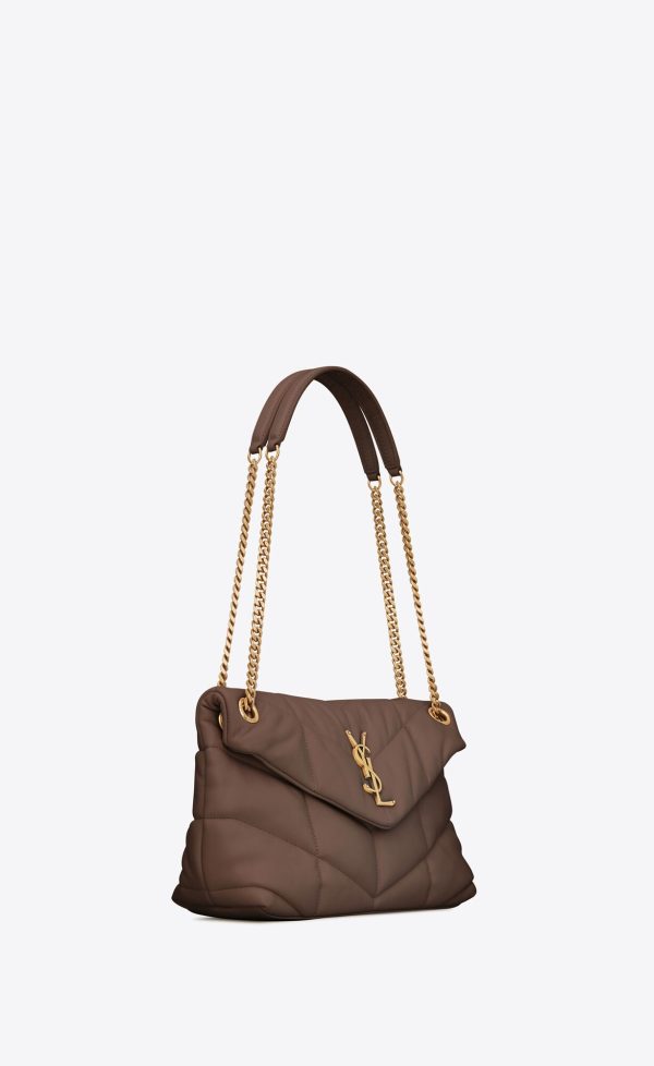 small puffer in quilted nappa leather dark brown
