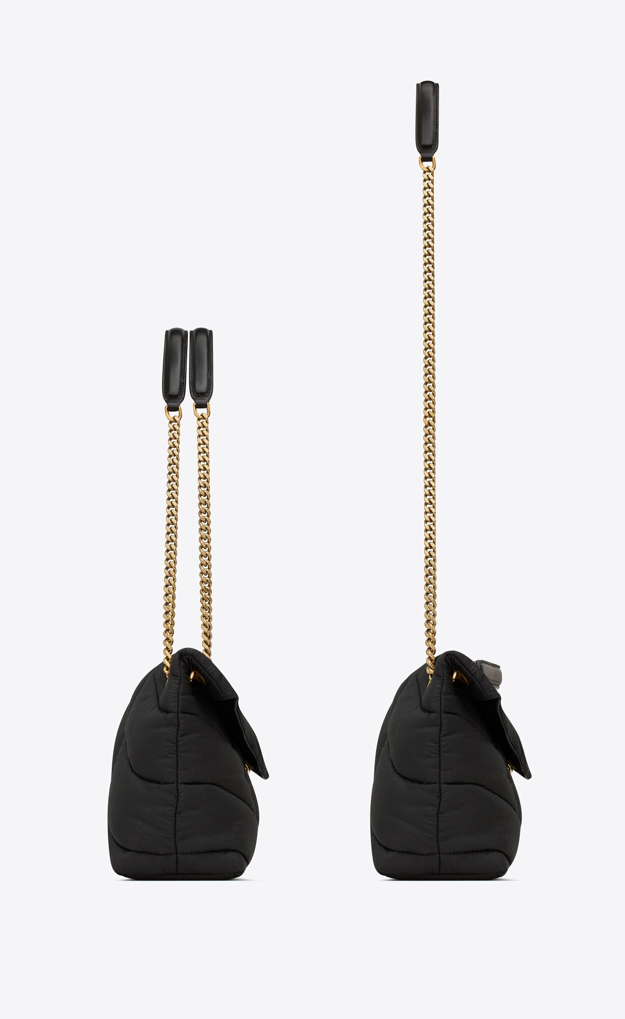 small puffer in quilted nylon and leather black small puffer in quilted nylon and leather black