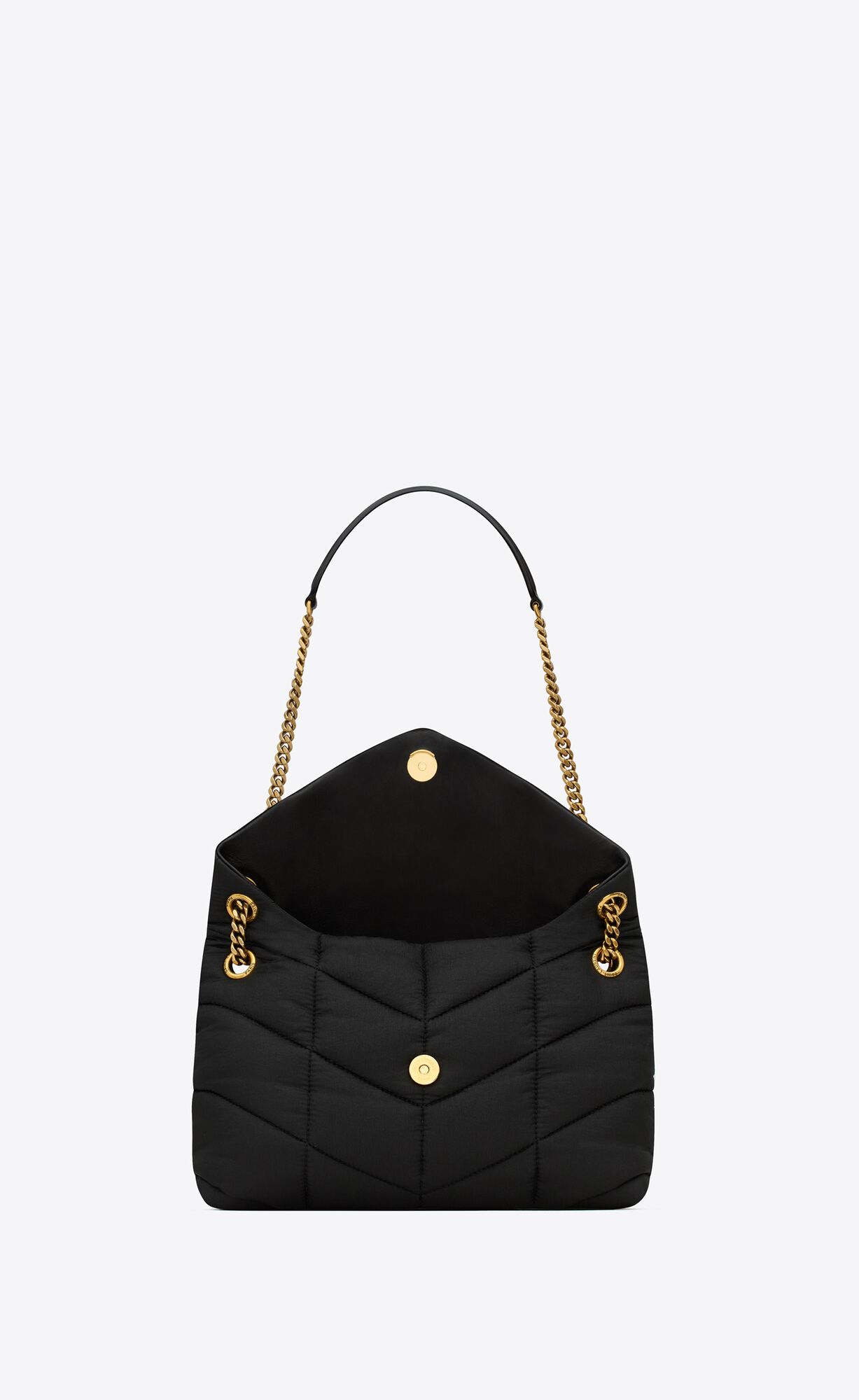 small puffer in quilted nylon and leather black small puffer in quilted nylon and leather black
