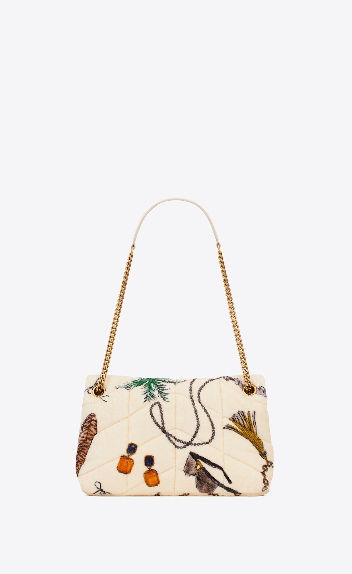 puffer small chain bag in quilted terrycloth multicolor and white puffer small chain bag in quilted terrycloth multicolor and white